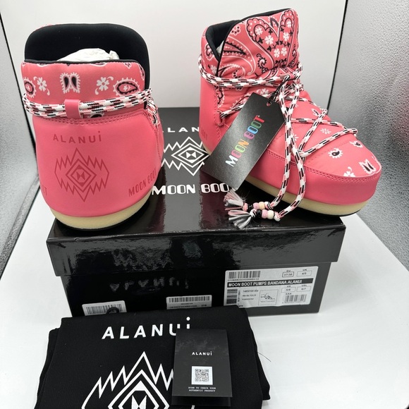 NWT Alanui x Moon Boot Pink Bandana Full Moon Low Pink Pumps Boots moonboots - Picture 3 of 16